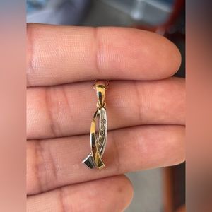 10k gold two tone diamond pendant necklace
